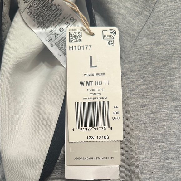 Adidas Gray Zip-Up Hoodie Jacket with Hood - Picture 3 of 3